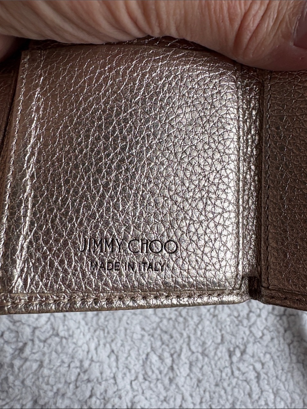 Jimmy Choo Nemo Metallic Gold Leather 2-toned-Star-Studded Mini Tri-fold Wallet - Picture 5 of 14